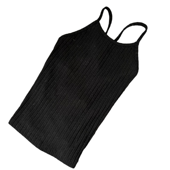 SHEIN BLACK RIBBED HIGH NECK TANK TOP WITH OPEN BACK SIZE XS - Picture 2 of 5